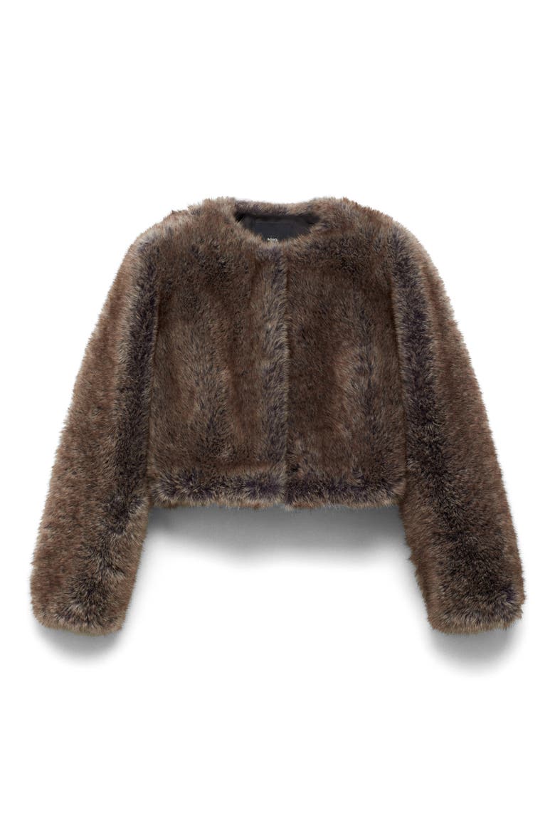 Boleta Faux Fur Crop Jacket, Alternate, color, BEIGE