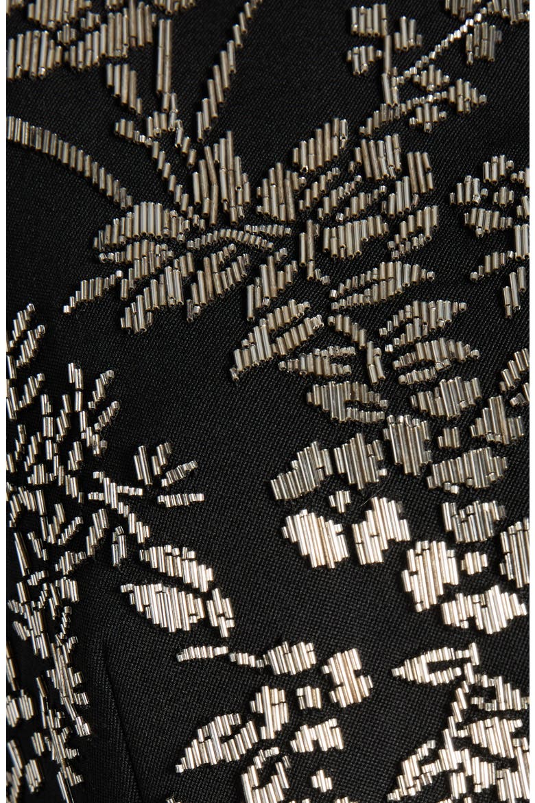 Beaded Floral Hook & Eye Wool Jacket, Alternate, color, BLACK