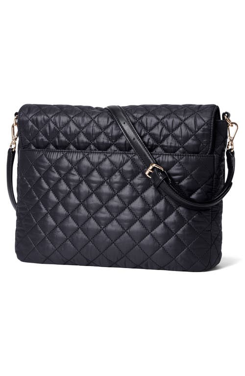 Mz Wallace Large Crosby Lock Quilted Nylon Crossbody Bag In Black
