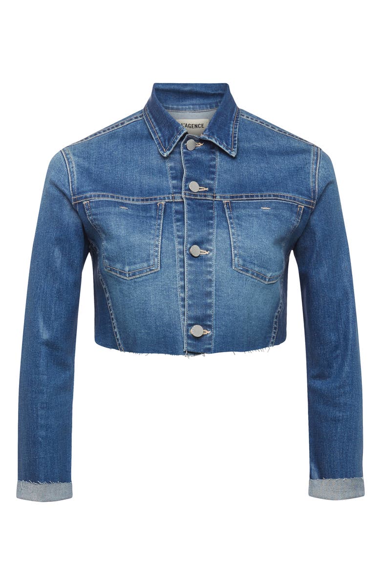 L'AGENCE Wesley Raw Hem Crop Denim Trucker Jacket, Alternate, color,