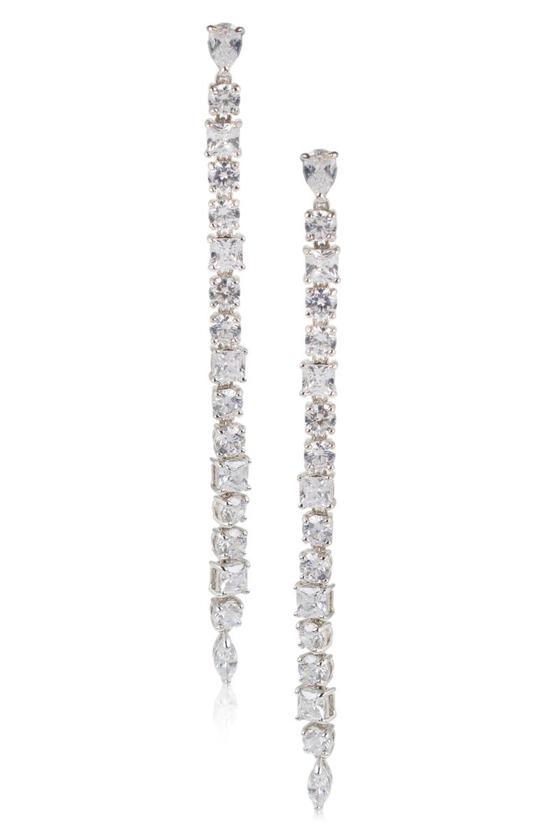 CZ by Kenneth Jay Lane CZ Duster Drop Earrings, Main, color, Clear/ Silver