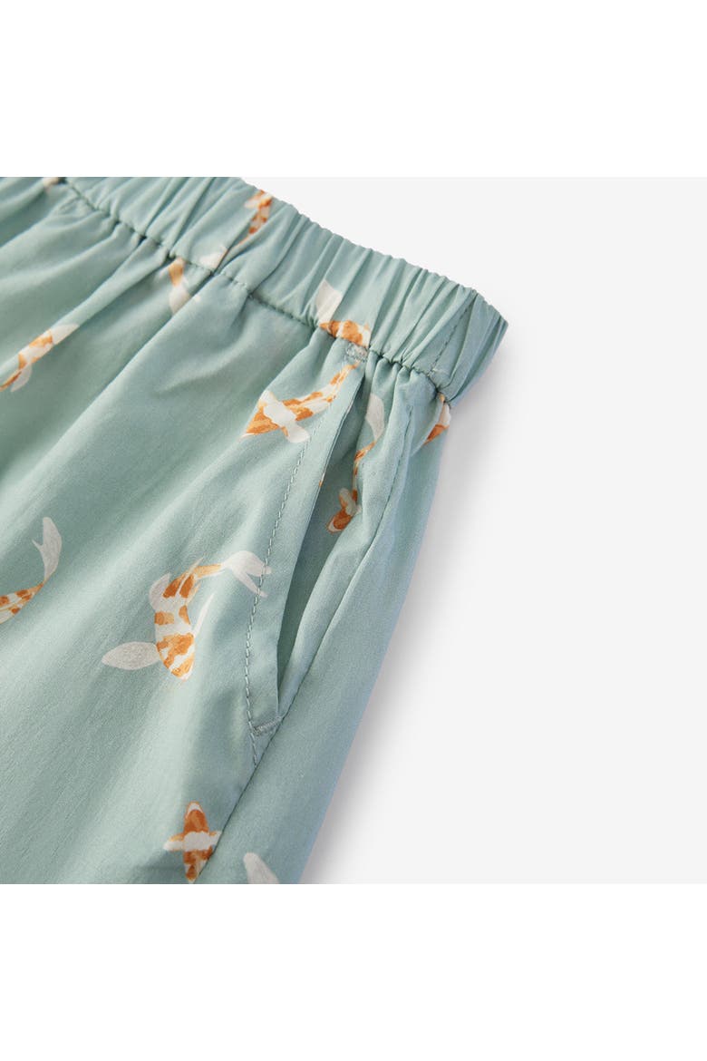 Collar Button-up Shirt And Shorts Set, Alternate, color, Swimming Koi