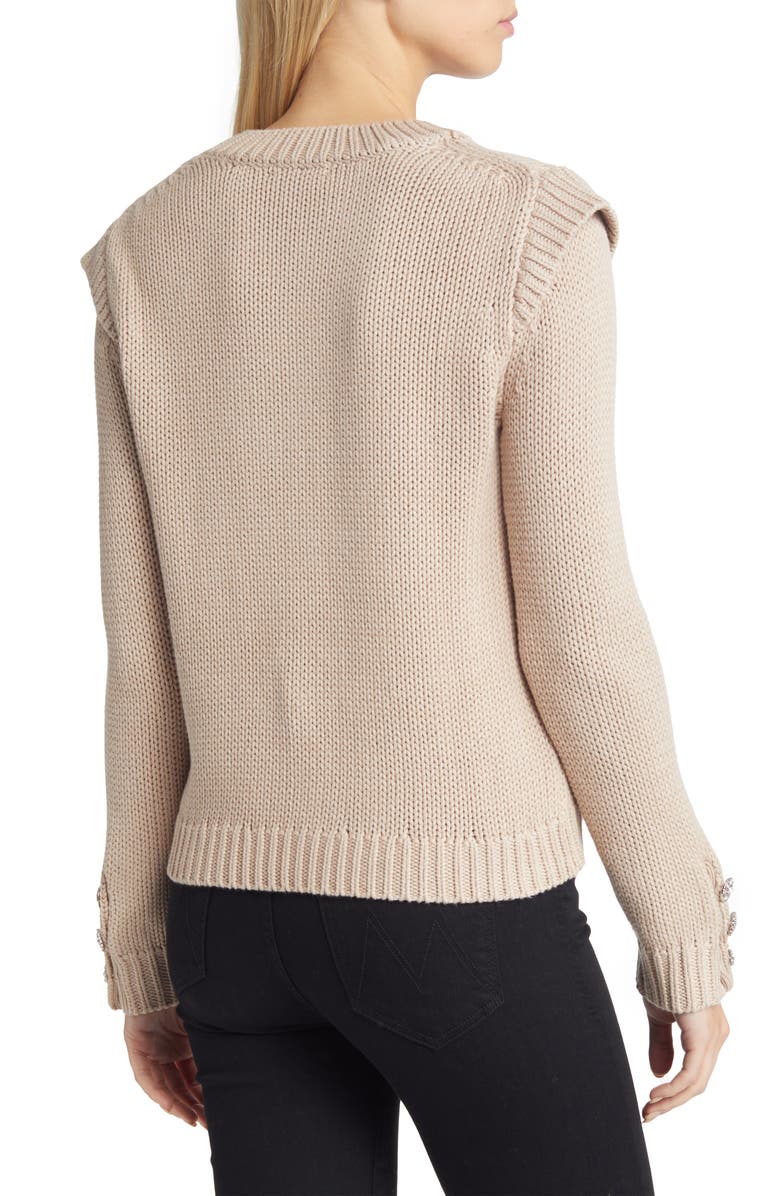 Wit & Wisdom Rhinestone Accent Crewneck Sweater, Alternate, color, Oatmeal