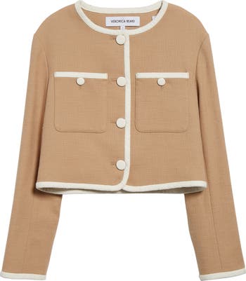 Veronica Beard Beale Contrast Detail Cotton Blend Tweed