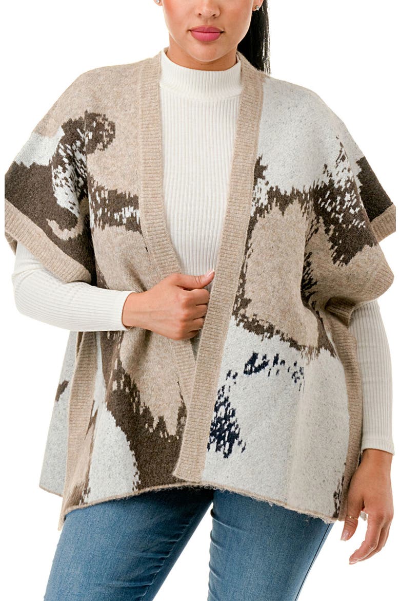 Abstract Dolman Sleeve Knit Ruana, Main, color, TAN