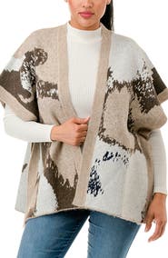 MARCUS ADLER Abstract Dolman Sleeve Knit Ruana