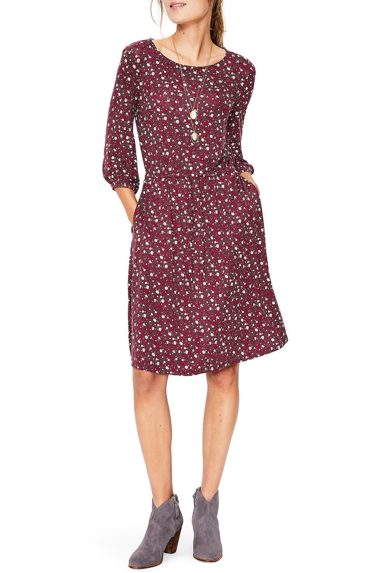 Talia Jersey Dress, Main, color, MAROON FLORAL SKY