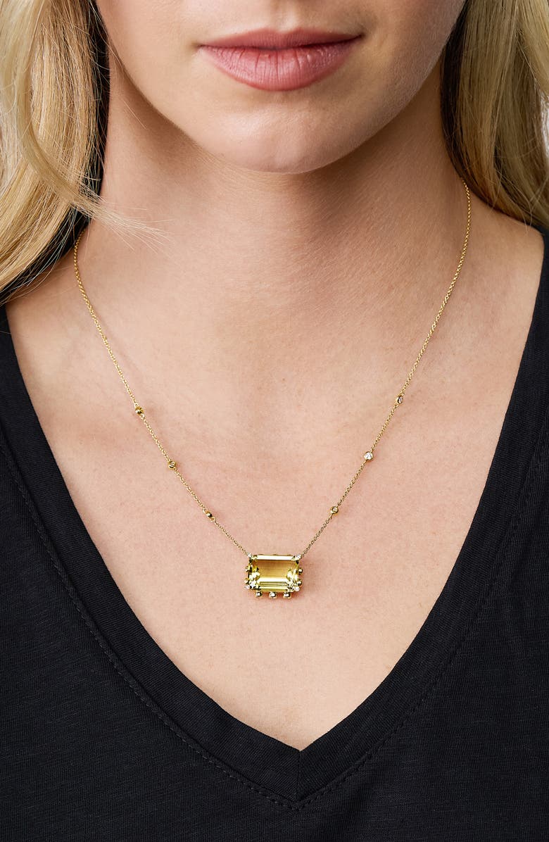 Bony Levy 18K Gold Iris Lemon Quartz & Diamond Pendant Necklace, Alternate, color, 18K Yellow Gold