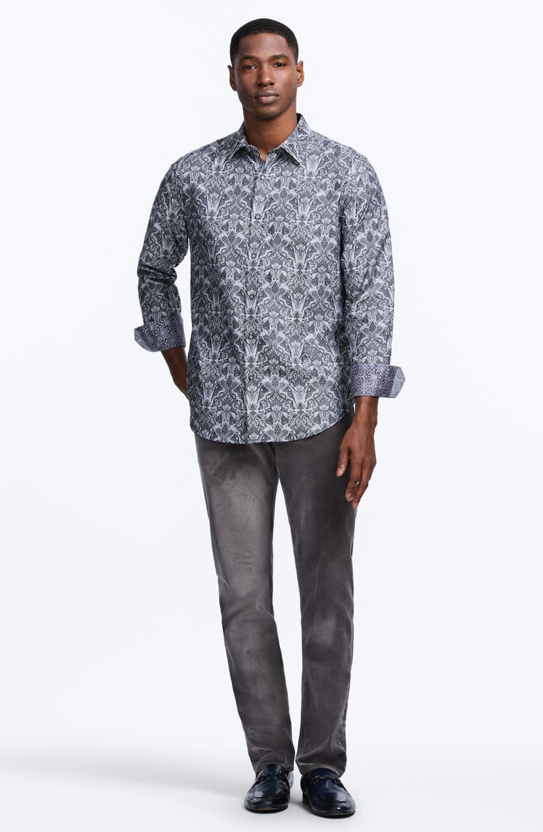Robert Graham Highland Classic Fit Stretch Cotton Button-Up Shirt, Alternate, color, Dark Grey