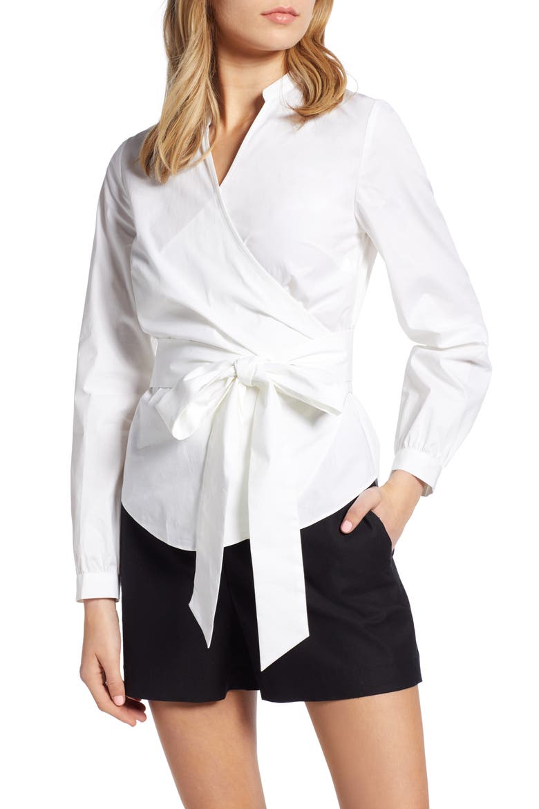 Wrap Blouse, Main, color, WHITE