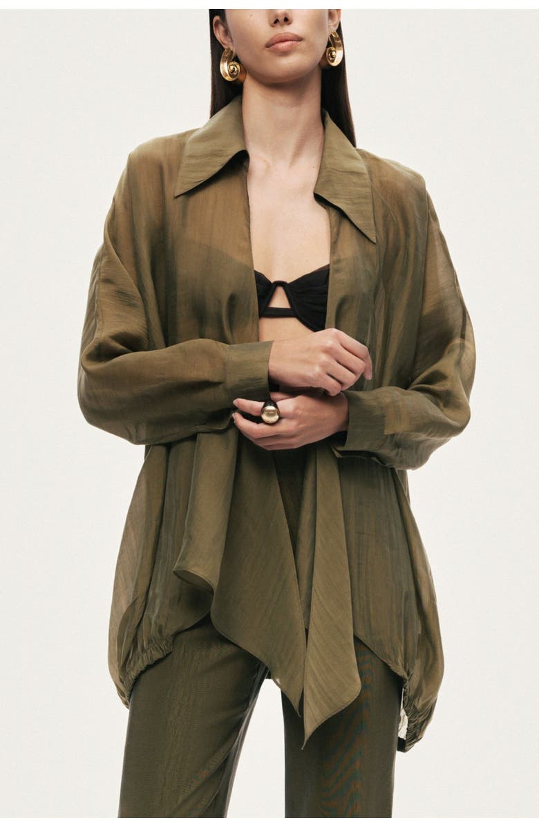 Nocturne Fluid Open-Front Shirt, Alternate, color, Khaki
