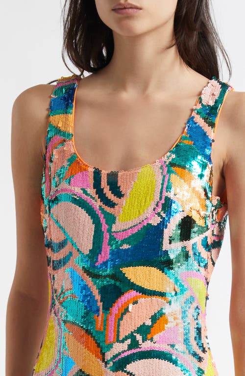Shop Ramy Brook Miller Tropical Sequin Minidress In Royale Blue Sequin