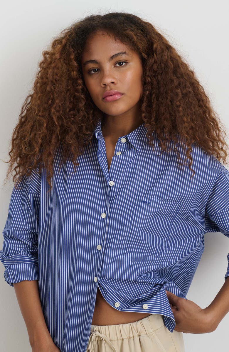 Alex Mill Jo Stripe Button-Up Shirt, Alternate, color, Blue/ White