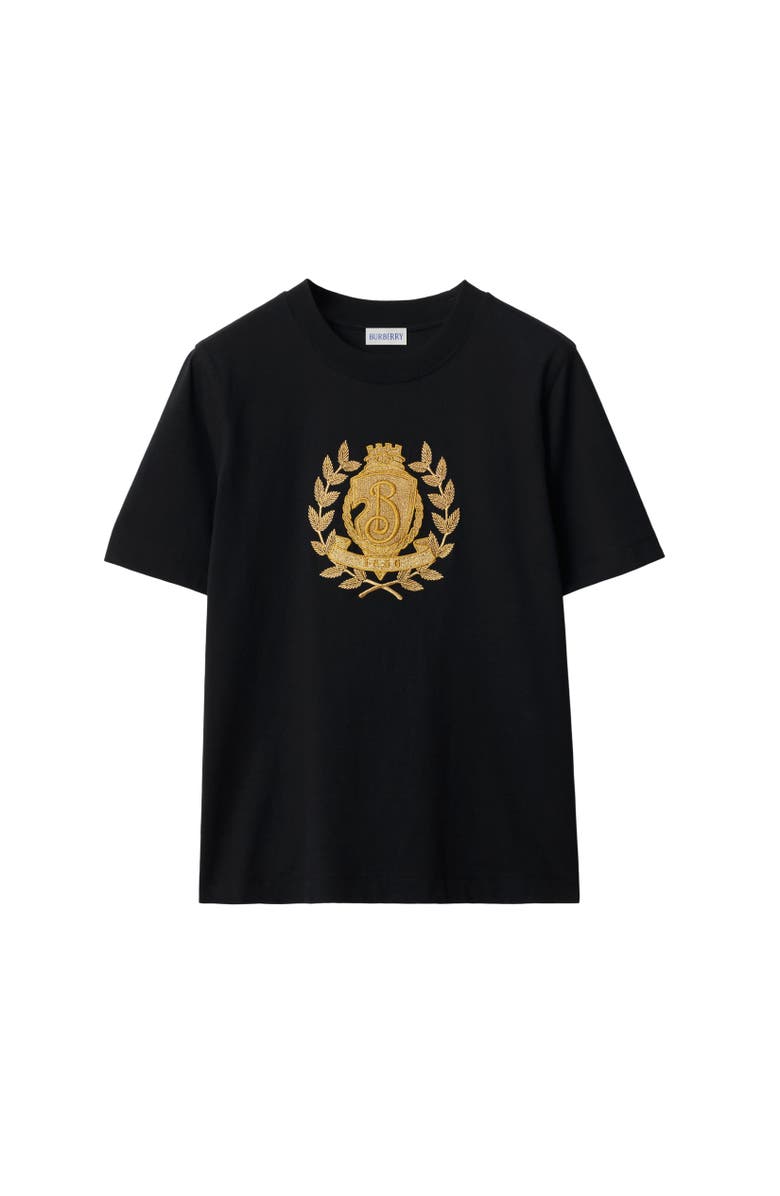 Burberry B Crest Cotton T-shirt, Alternate, color, Black