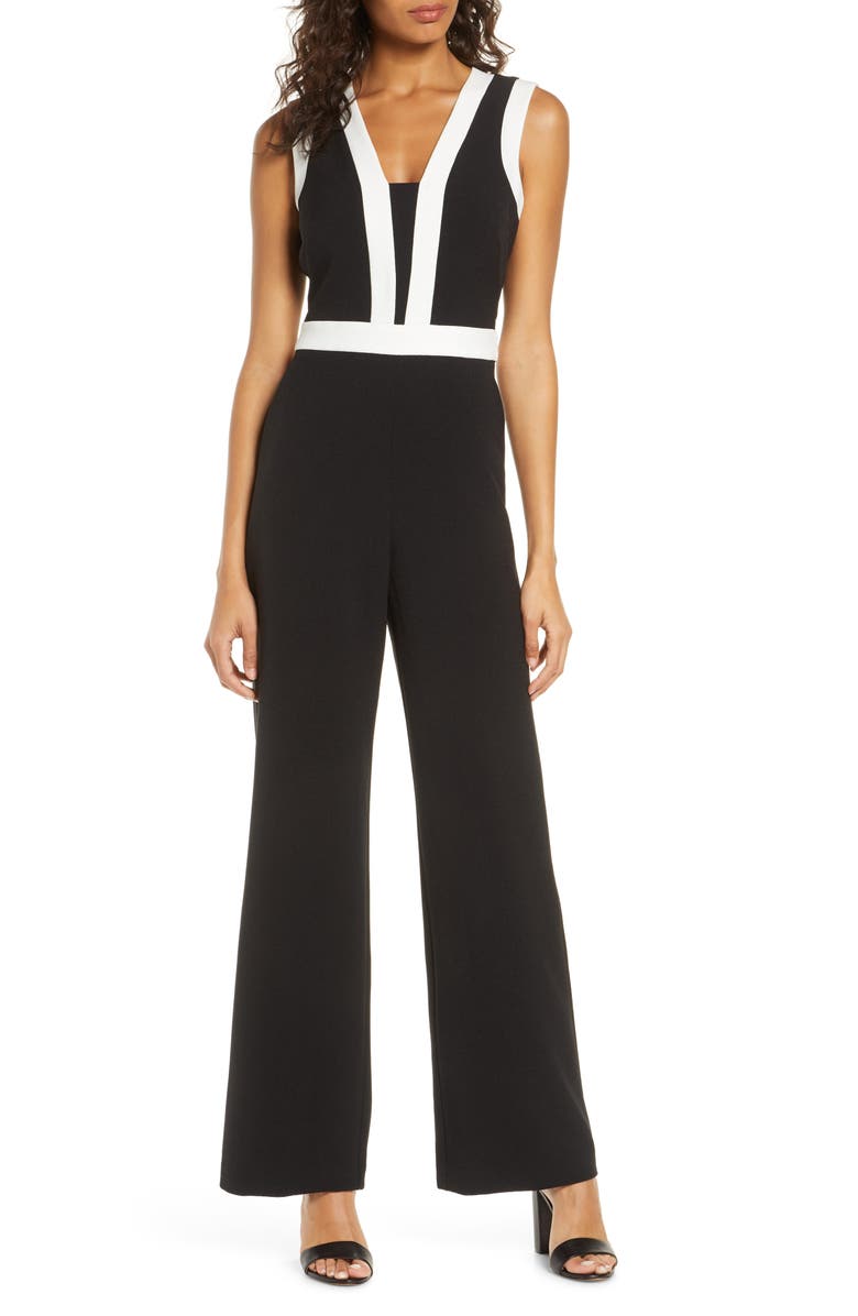Vince Camuto Colorblock Crepe Jumpsuit, Main, color, 