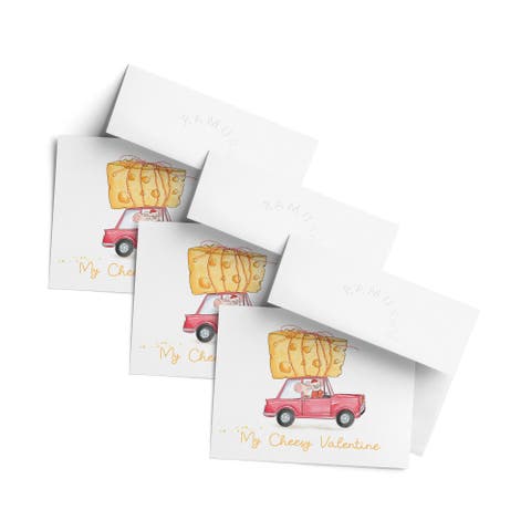 Valentine's Day Friendship Greeting Card Pack Sets, 'My Cheesy Valentine Mice'