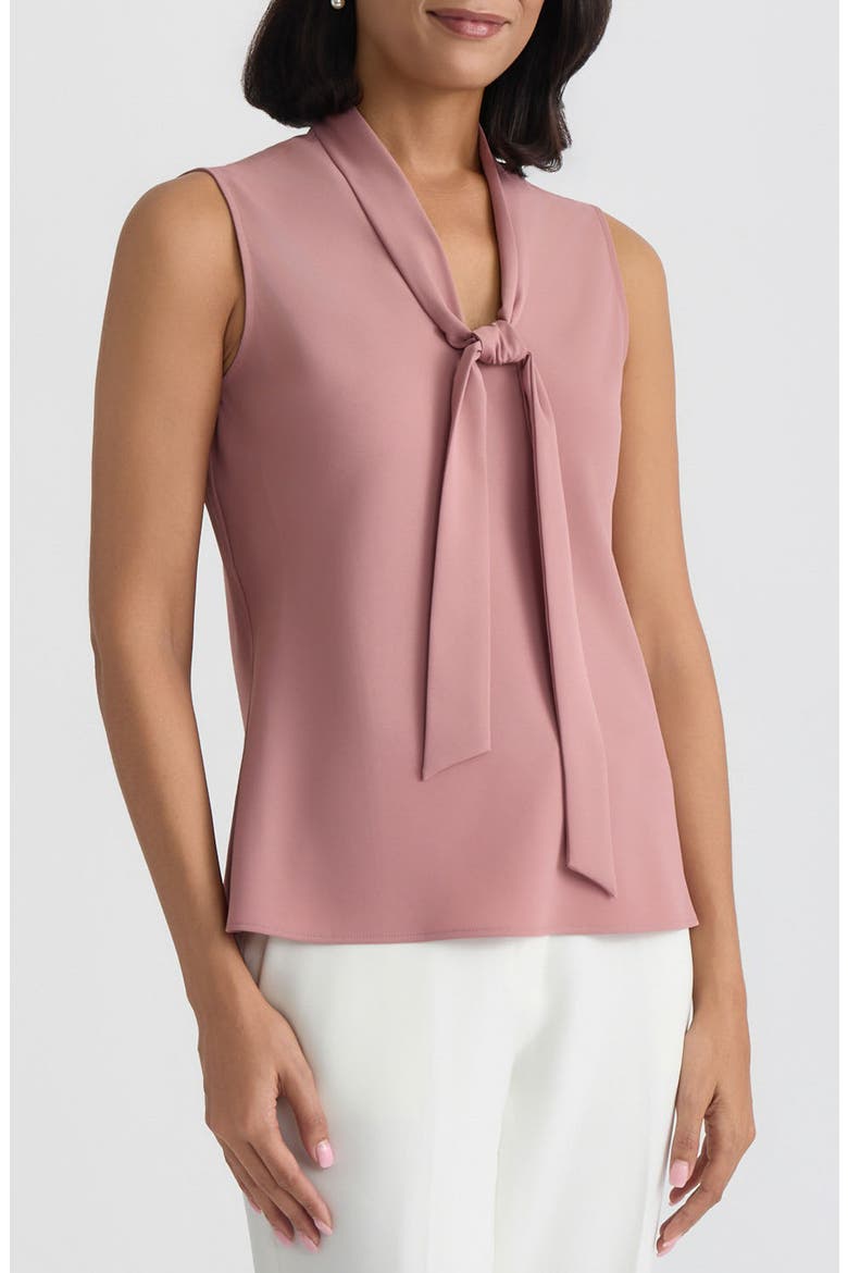 Sleeveless Tie Front Top, Alternate, color, TEAROSE