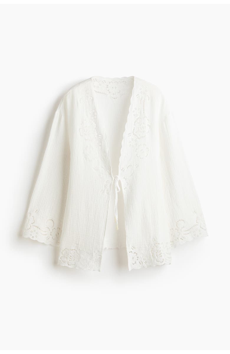 H&M Cotton Muslin Beach Kaftan, Main, color, White