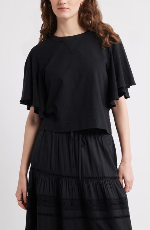 Flutter Sleeve Cotton T-Shirt