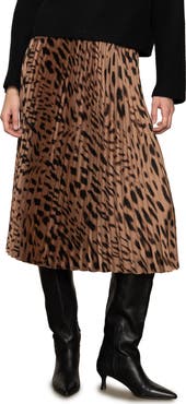 Sanctuary Nostalgia Abstract Leopard Print Pleated Skirt