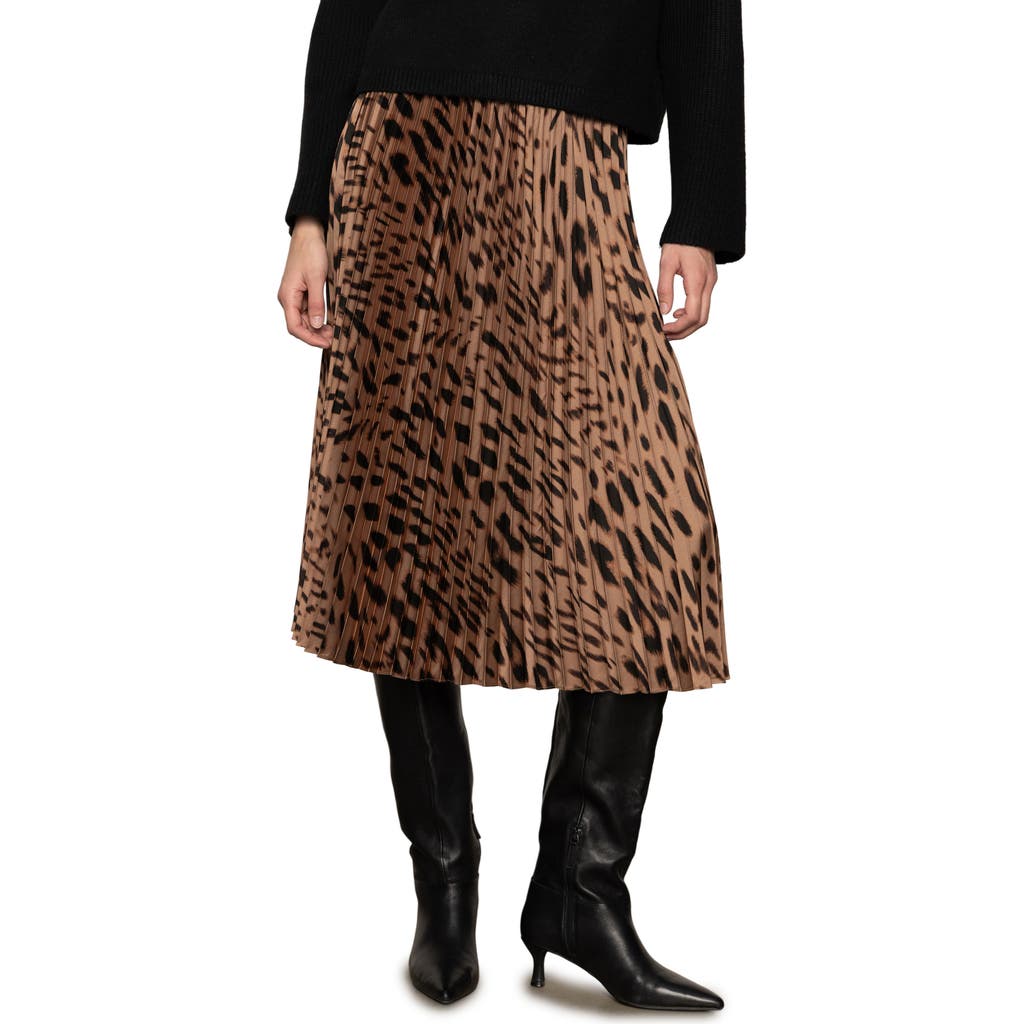 Sanctuary Nostalgia Abstract Leopard Print Pleated Skirt In Gold
