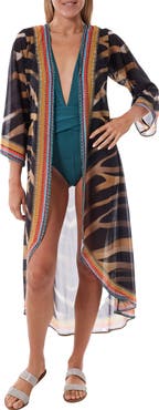 RANEES Stripe Chiffon Cover-Up Duster