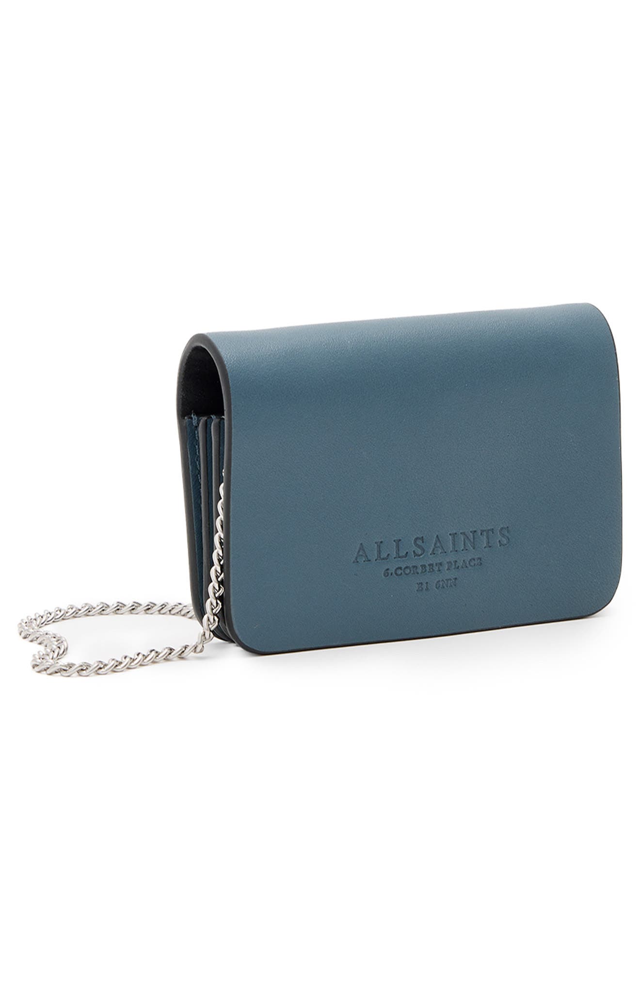 The Honore Leather Cardholder, Alternate, color, STEEL BLUE