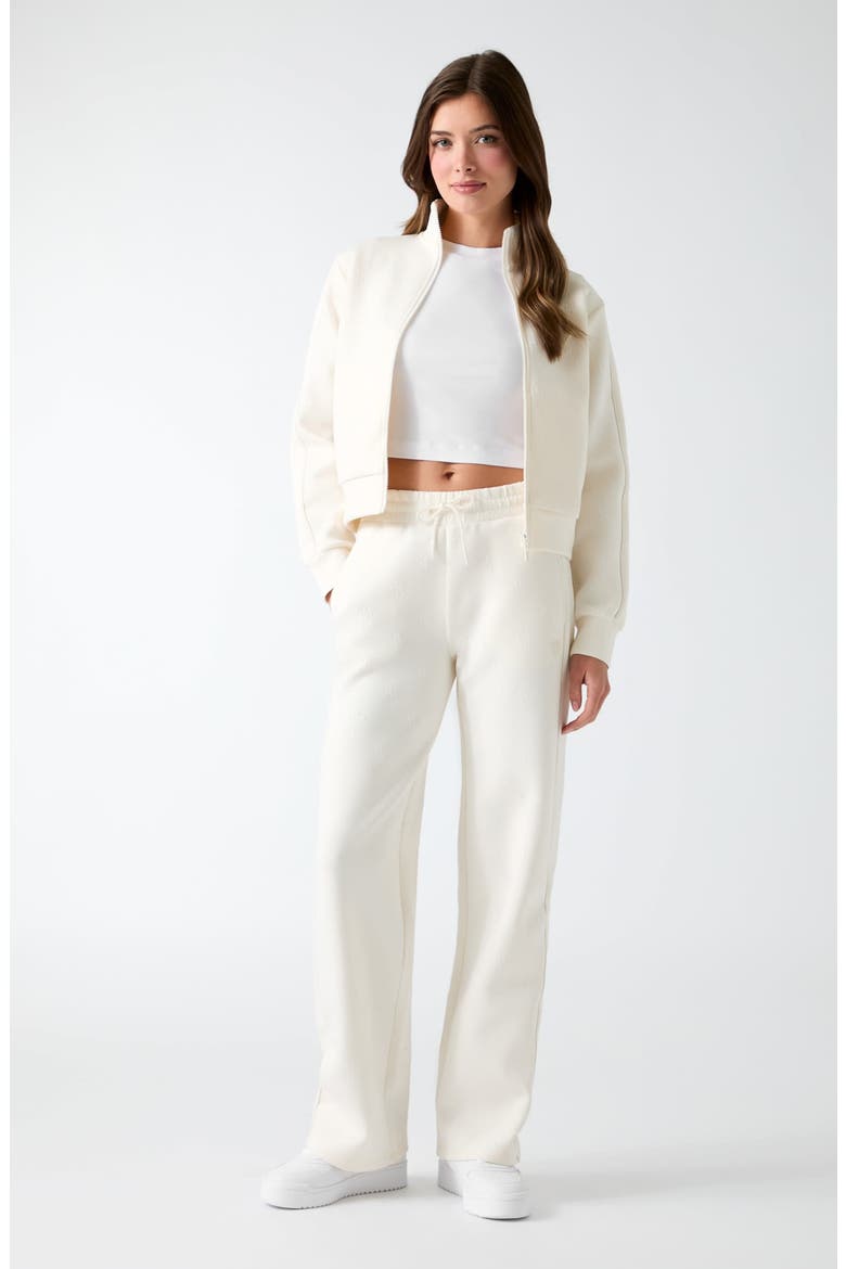 Calista Logo Embellished Wide Leg Pants, Alternate, color, WHITE