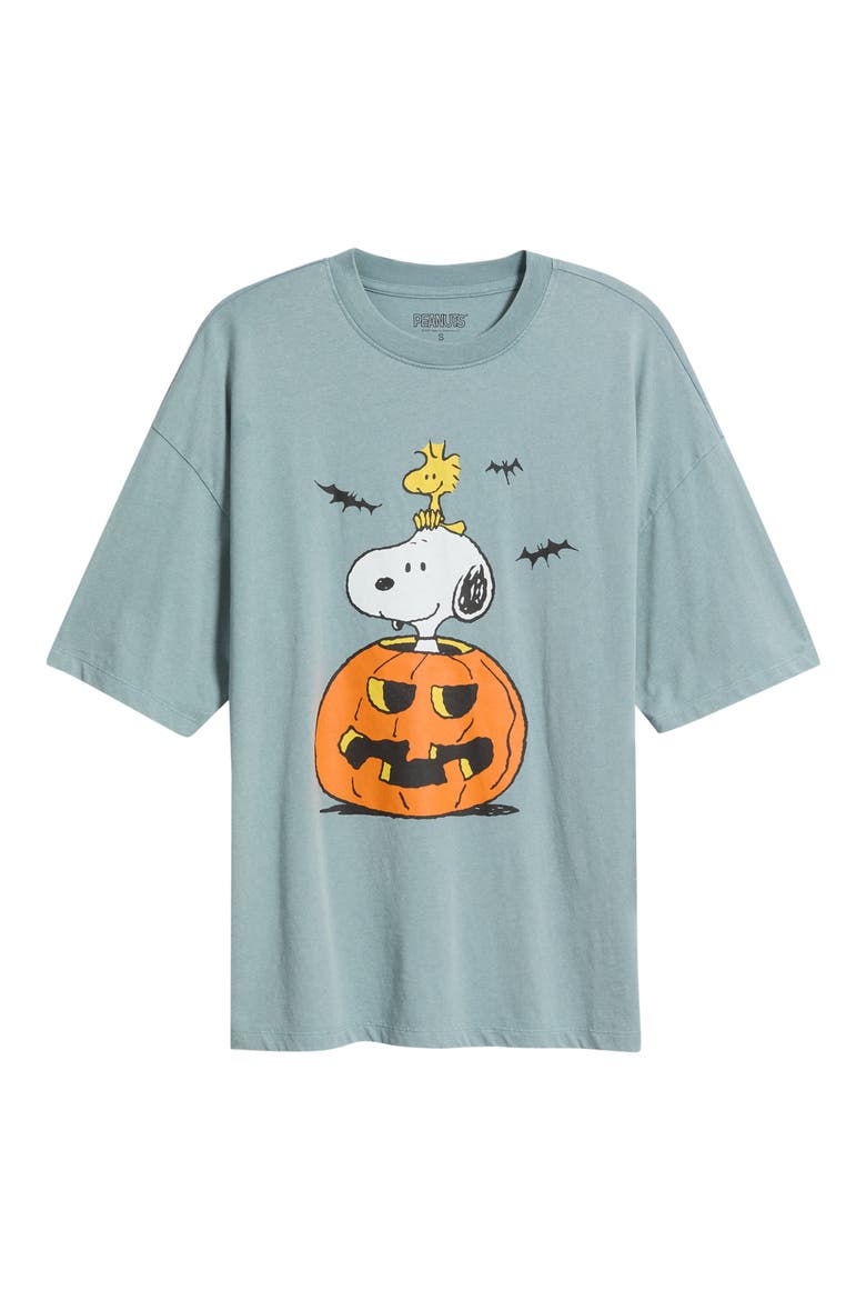 Oversize Peanuts® Pumpkin Graphic T-Shirt, Alternate, color, GREY