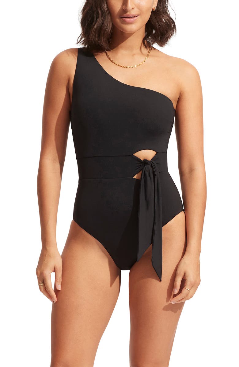 Seafolly Collective Tie Waist One-Piece Swimsuit, Main, color, 