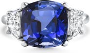 Bliss Diamond 8.50Ct TW Cushion Blue Sapphire & Diamond 3-Stone Ring 14k Gold Lab Grown