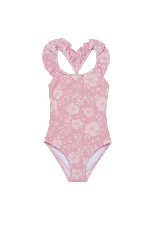 California Dreams Textured Square Neck Ruffle One Piece
