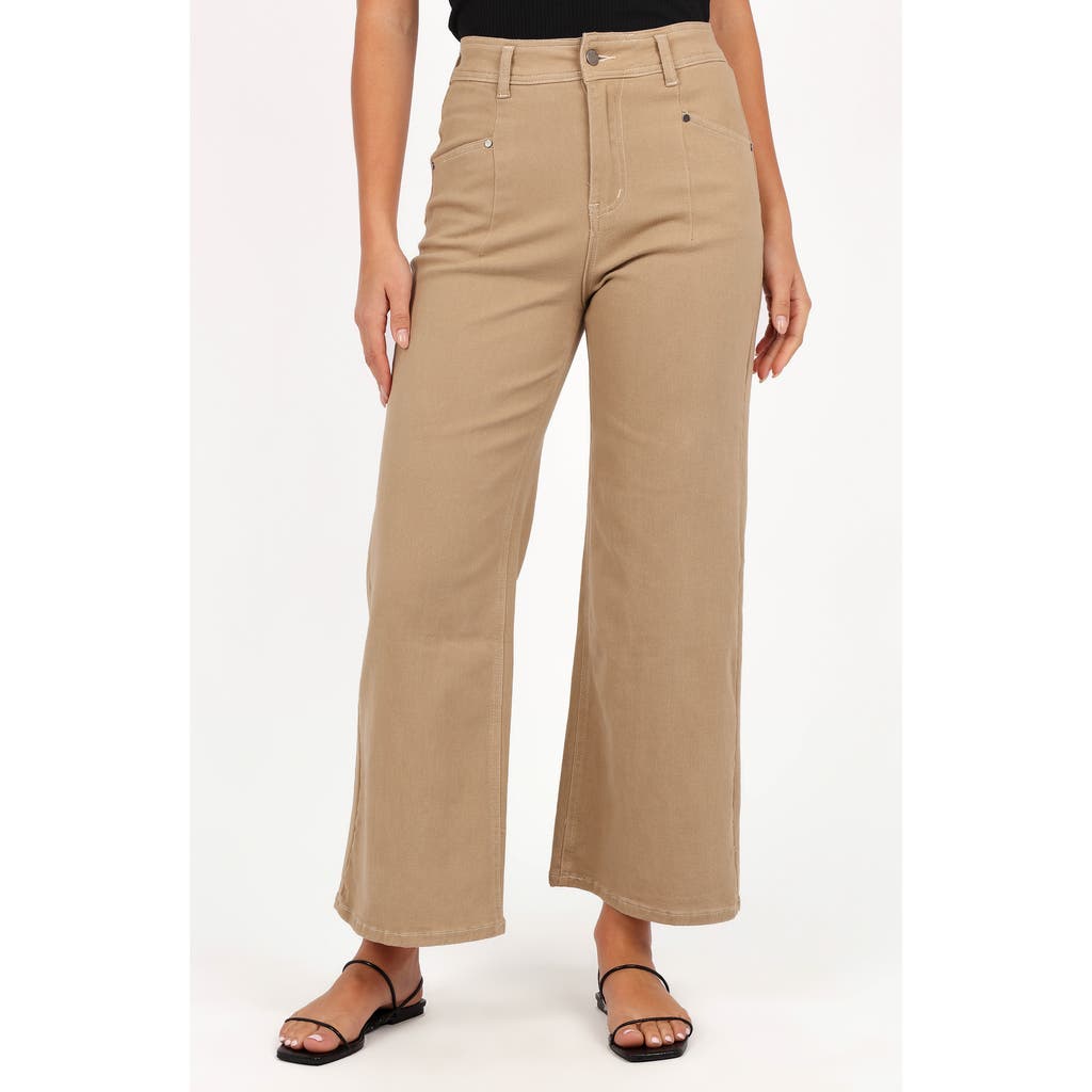Petal And Pup Petal & Pup Parson Topstitch Detail Crop Wide Leg Pants In Brown