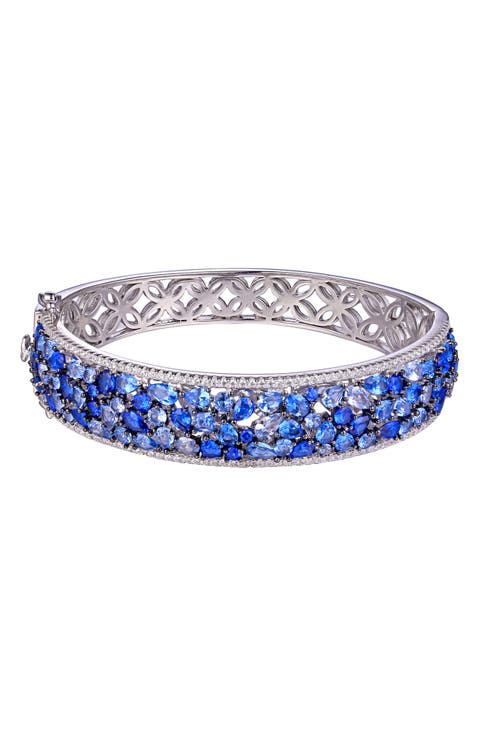 Cubic Zirconia Hinged Bangle Bracelet