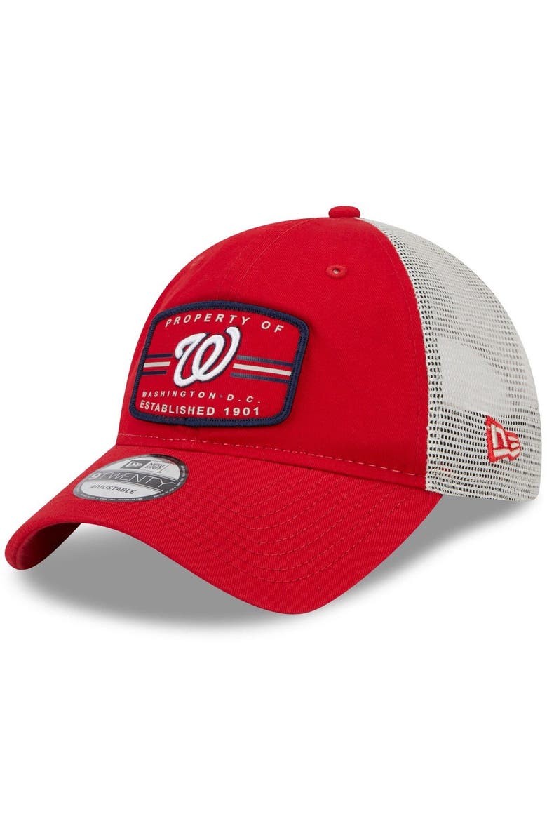 Men's New Era Red Washington Nationals Property Trucker 9TWENTY Snapback Hat, Main, color, Red
