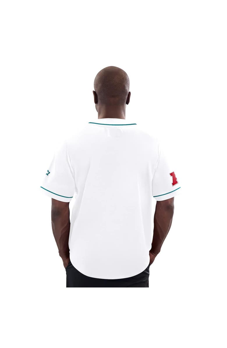 STARTER Men's Starter White Miami Dolphins Relay Vintage Full-Button Baseball Jersey, Alternate, color, White