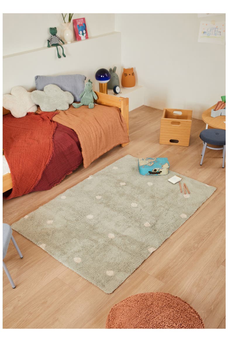 Mini Polka Dot Washable Cotton Blend Rug, Alternate, color, BLUE SAGE NATURAL