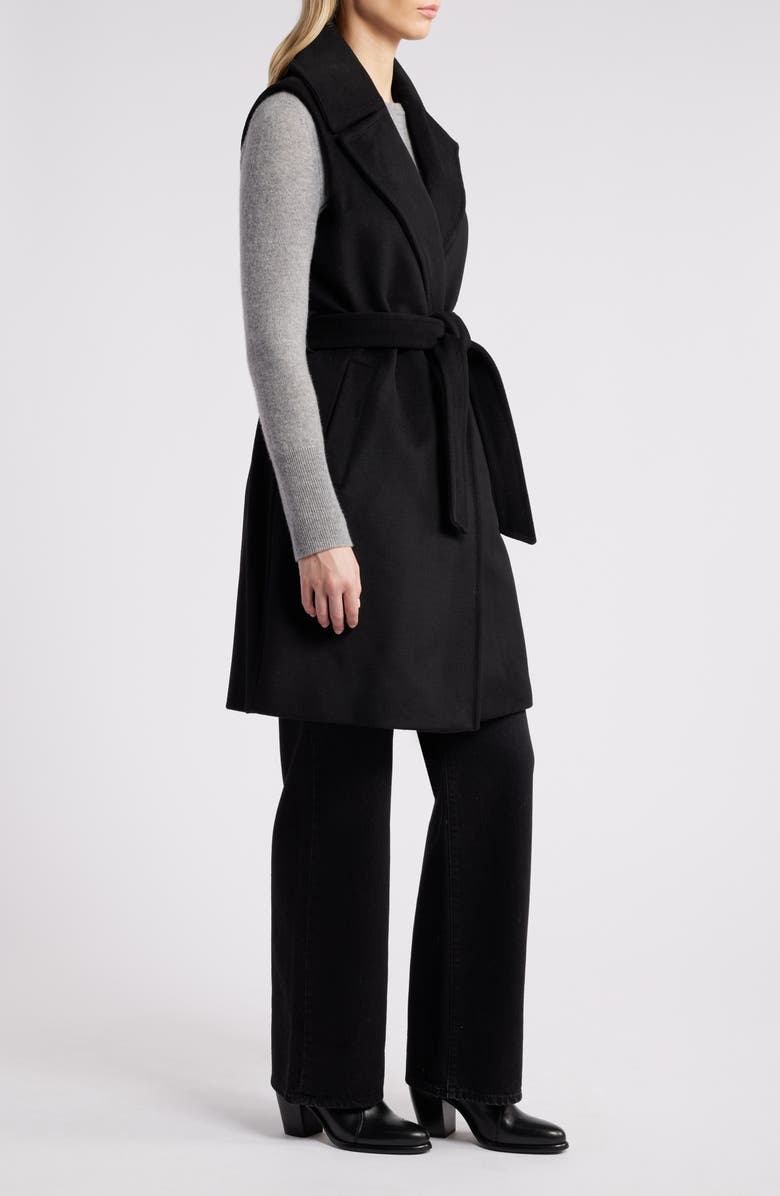 Michael Kors Sleeveless Belted Wool Blend Wrap Coat, Alternate, color, 