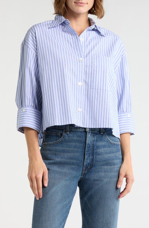 Stripe Cotton Button-Up Shirt