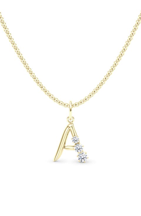Graduated Lab Created Diamond Initial Letter Pendant Necklace