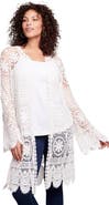 Roaman's Plus Size Floral Lace Crochet Duster