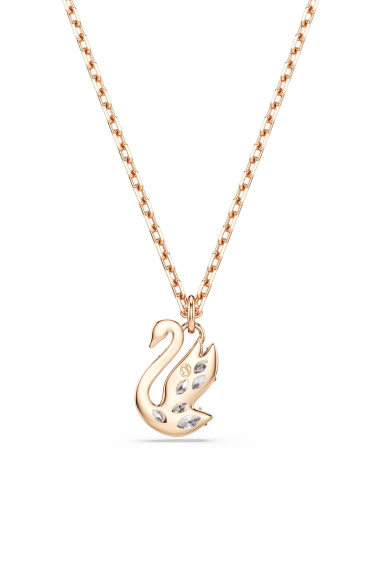 Swan Pendant Necklace, Alternate, color, ROSE GOLD/ WHITE