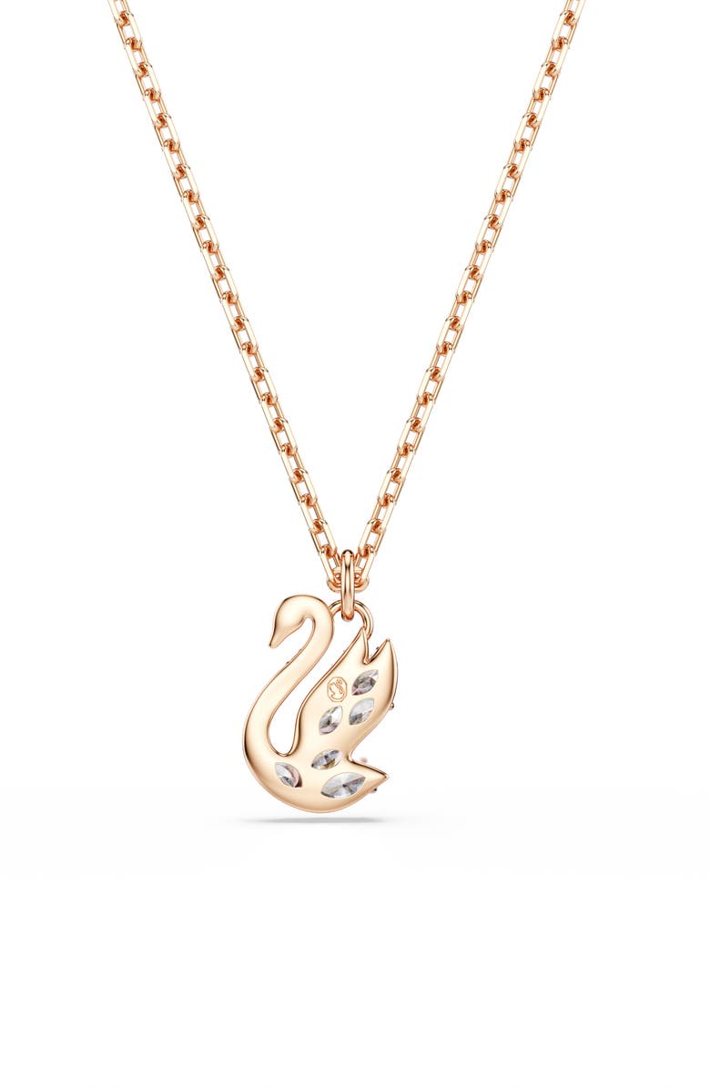 Swarovski Swan Pendant Necklace, Alternate, color, Rose Gold/ White
