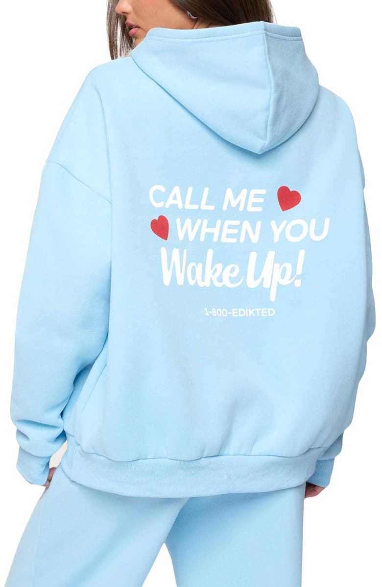 EDIKTED Call Me Hoodie, Alternate, color, Light-Blue