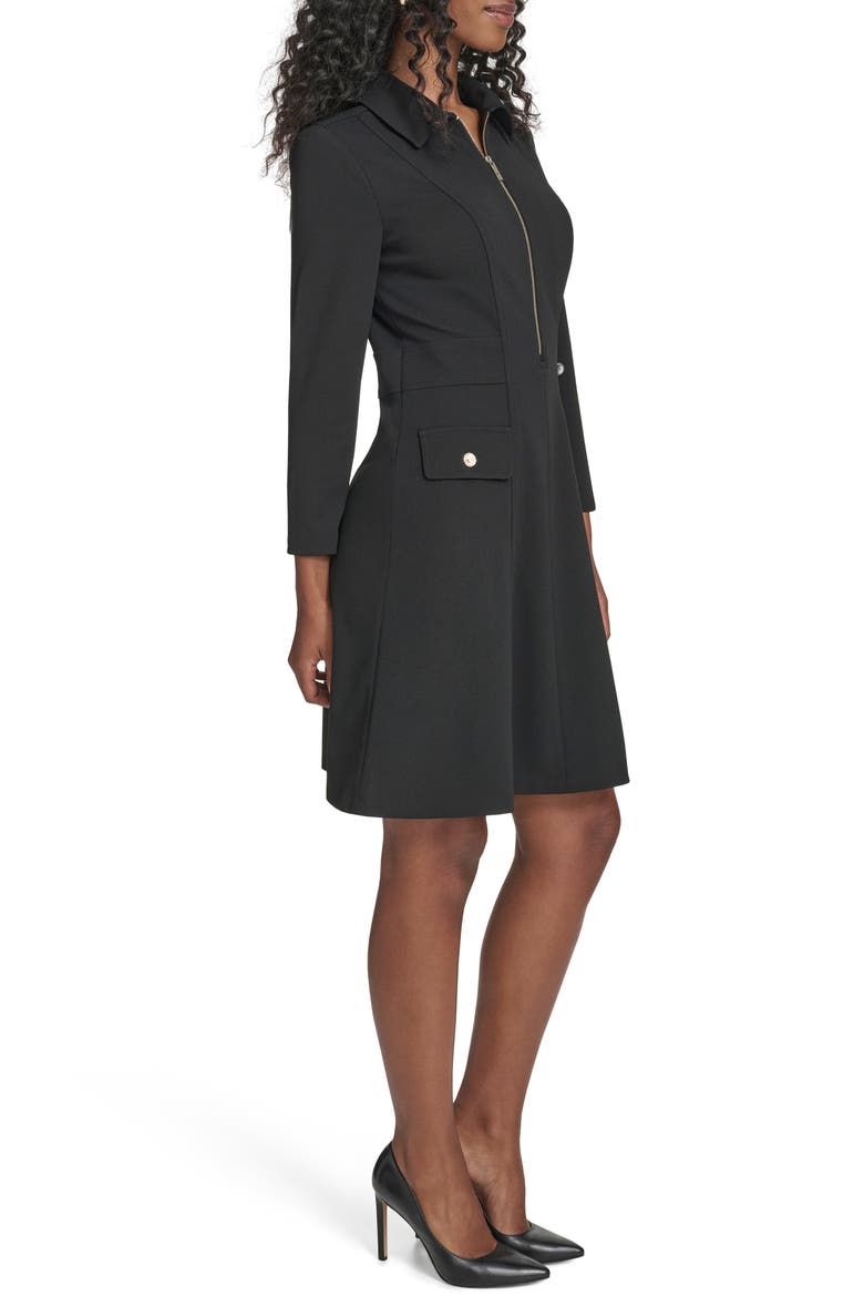 Long Sleeve Scuba Dress, Alternate, color, BLACK