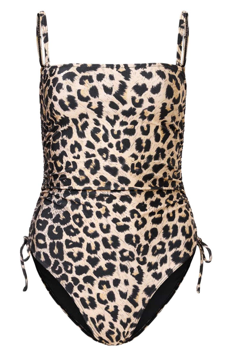 AllSaints Court Side Tie One-Piece Swimsuit, Alternate, color, Leppo Brown