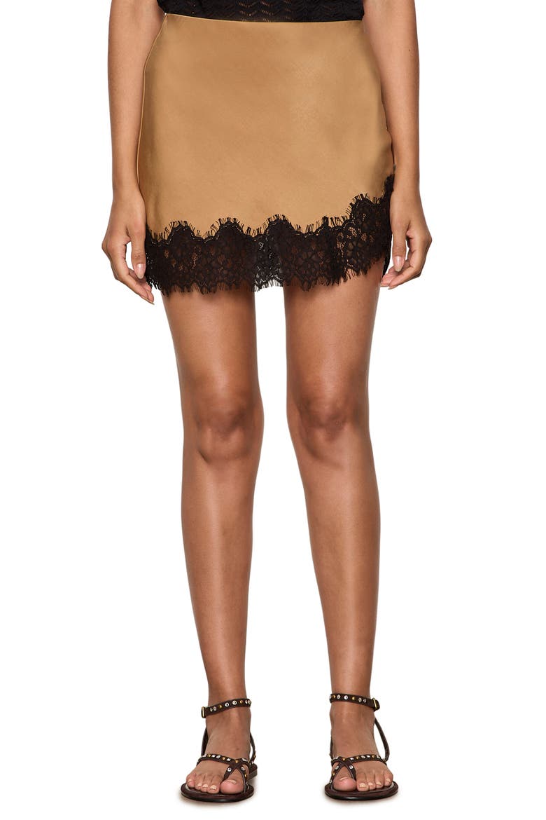 Everyday Satin Lace Miniskirt, Main, color, TOASTED COCONUT BROWN