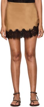 Sanctuary Everyday Satin Lace Miniskirt