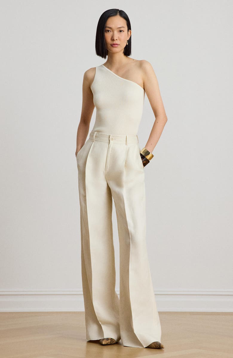 Lauren Ralph Lauren Rib One-Shoulder Top, Alternate, color, Mascarpone Cream
