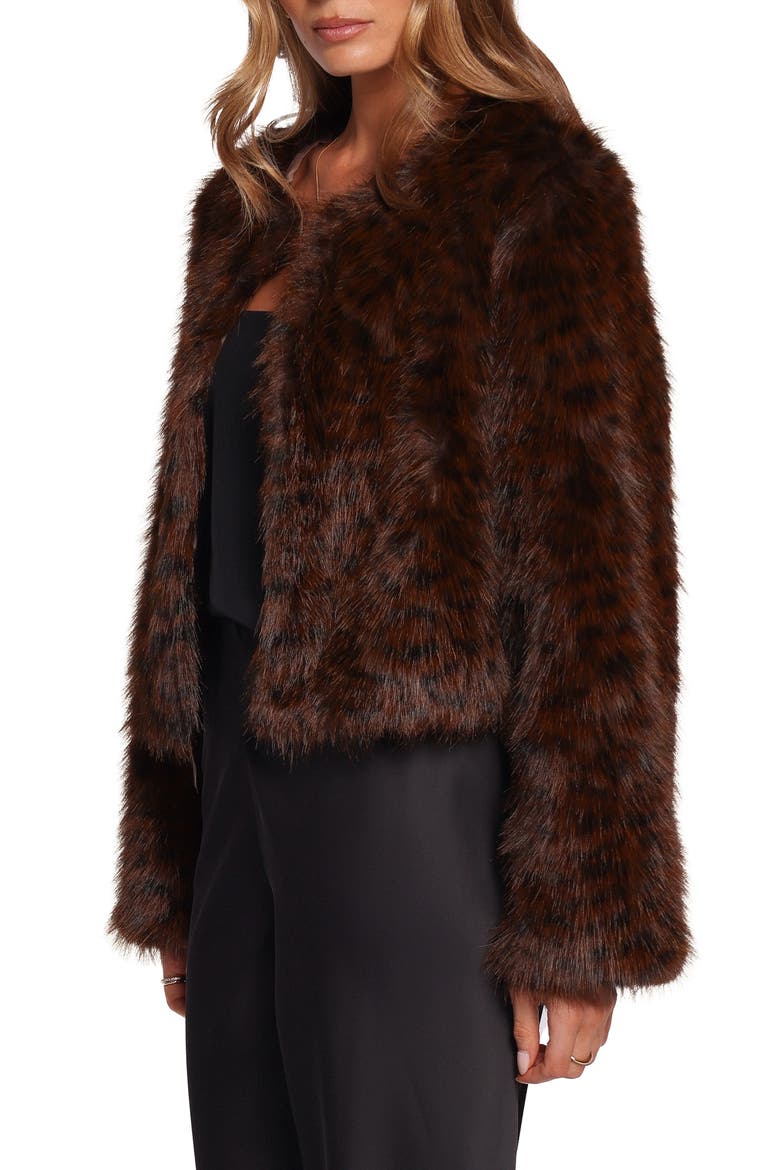 Minnie Faux Fur Jacket, Alternate, color, BROWN CHEETAH